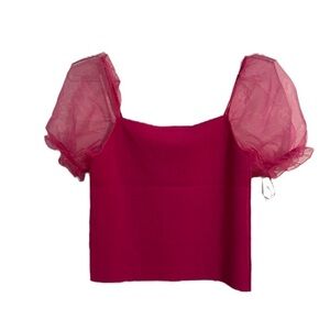 House of Harlow 1960 Fuchsia Puff Sleeve Blouse